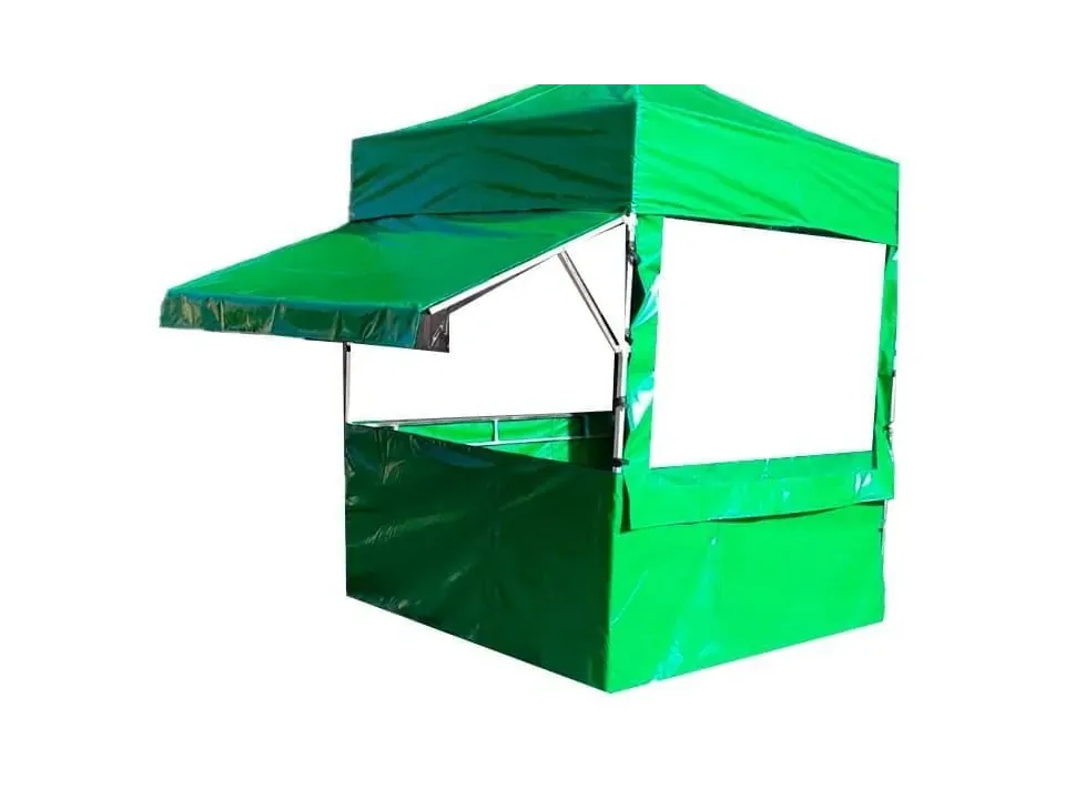 Tenda 2x2 com suporte de balcão e toldo frontal